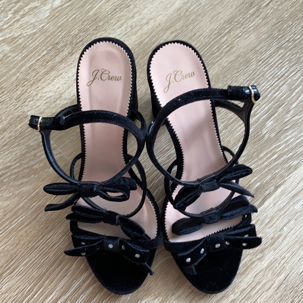 J Crew Bow Black Kitten Heel Heels